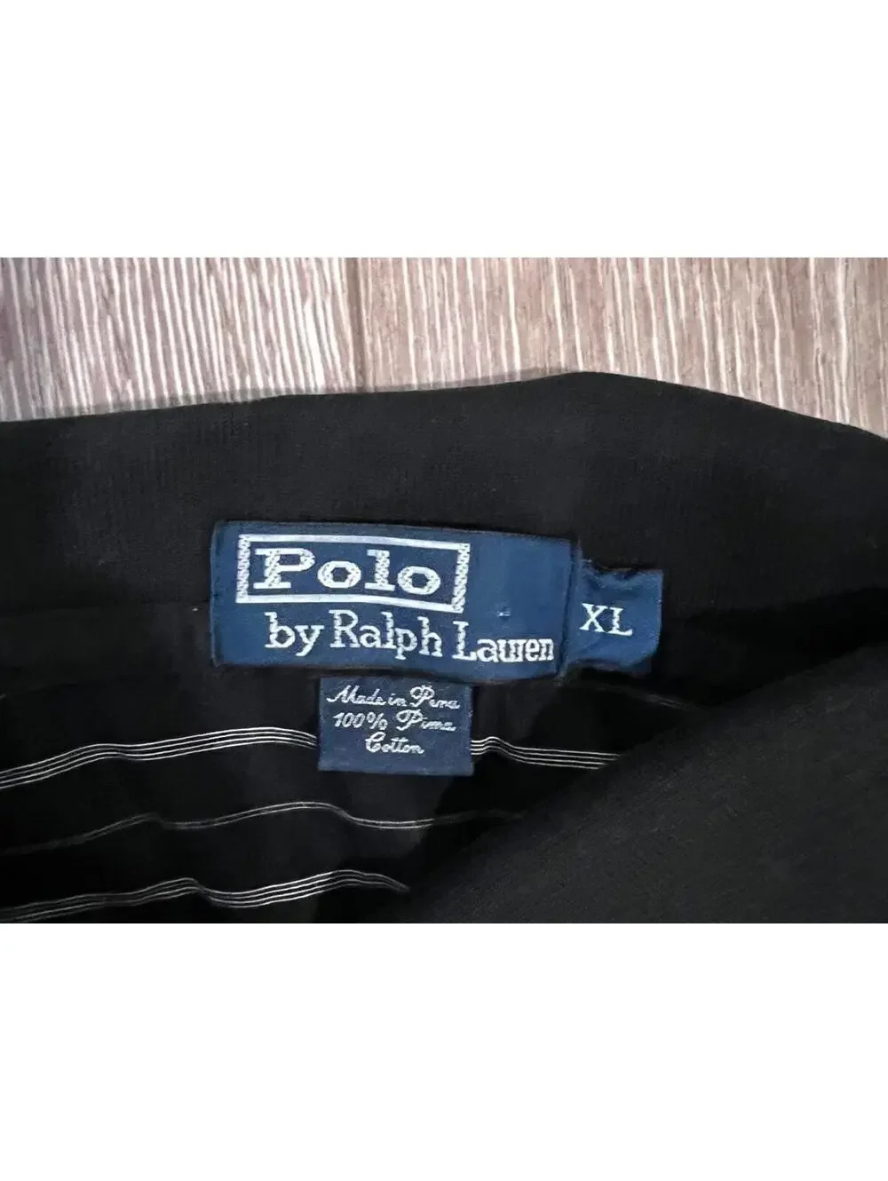 Ralph Lauren Men's Polo Shirt Black with White Pinstripes XL